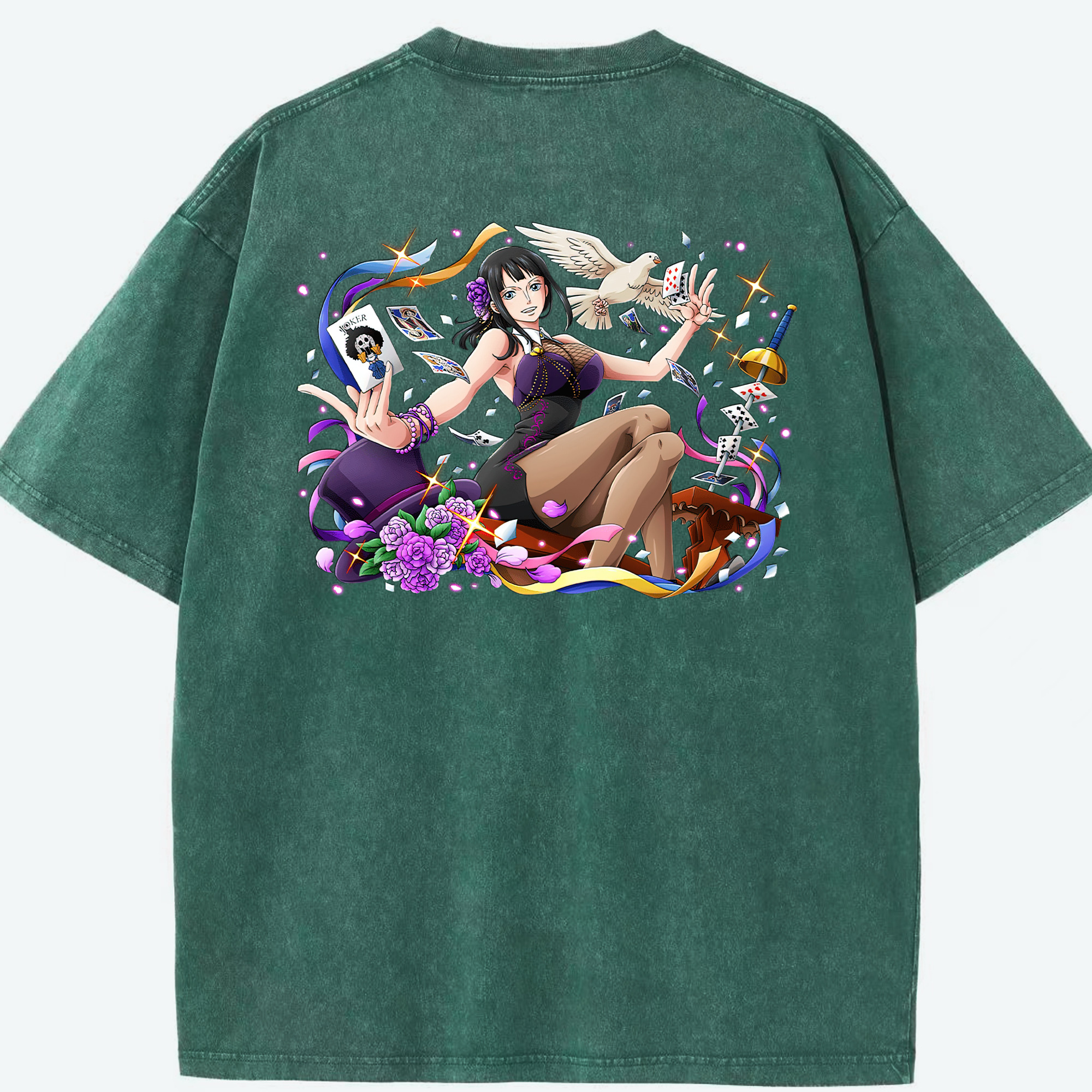 ワンピース ニコ・ロビン ONE PIECE Nico Robin 綿100% ヴィンテージ風 半袖Tシャツ（背面プリント）